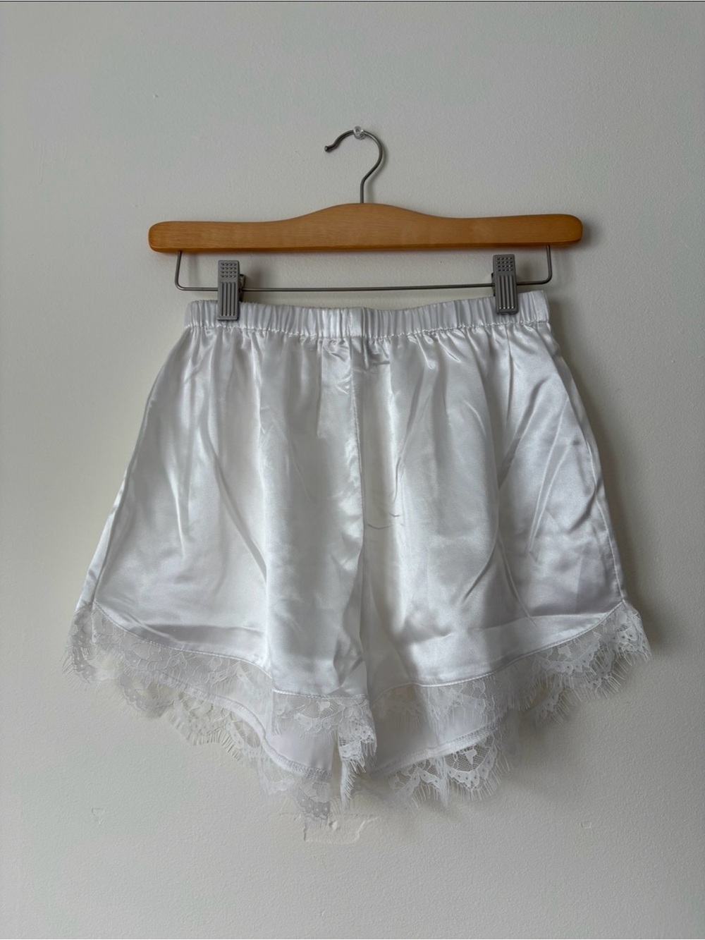 Francesca’s Emilia Lace Trim Satin PJ Shorts